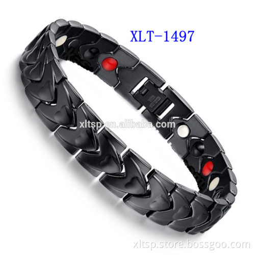 Heart shaped stainless steel gold jewelry bracelet with 3000 magnet